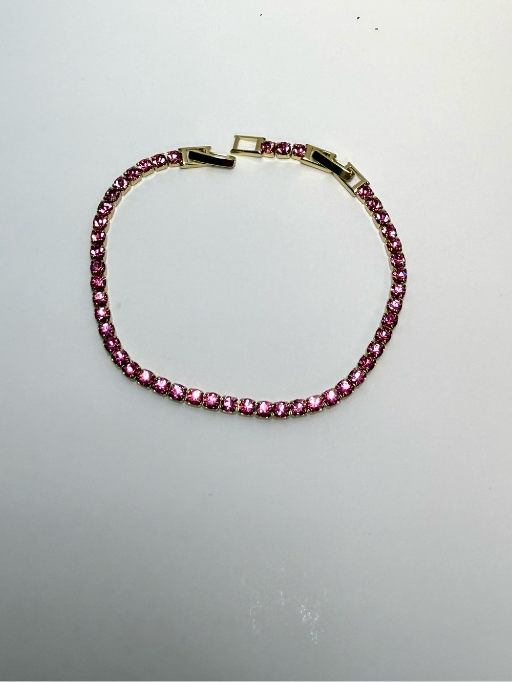 Gold-Tone Pink Crystal Tennis Bracelet